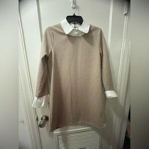 Tuckernuck Tan Dress with White Collar and Cuffs